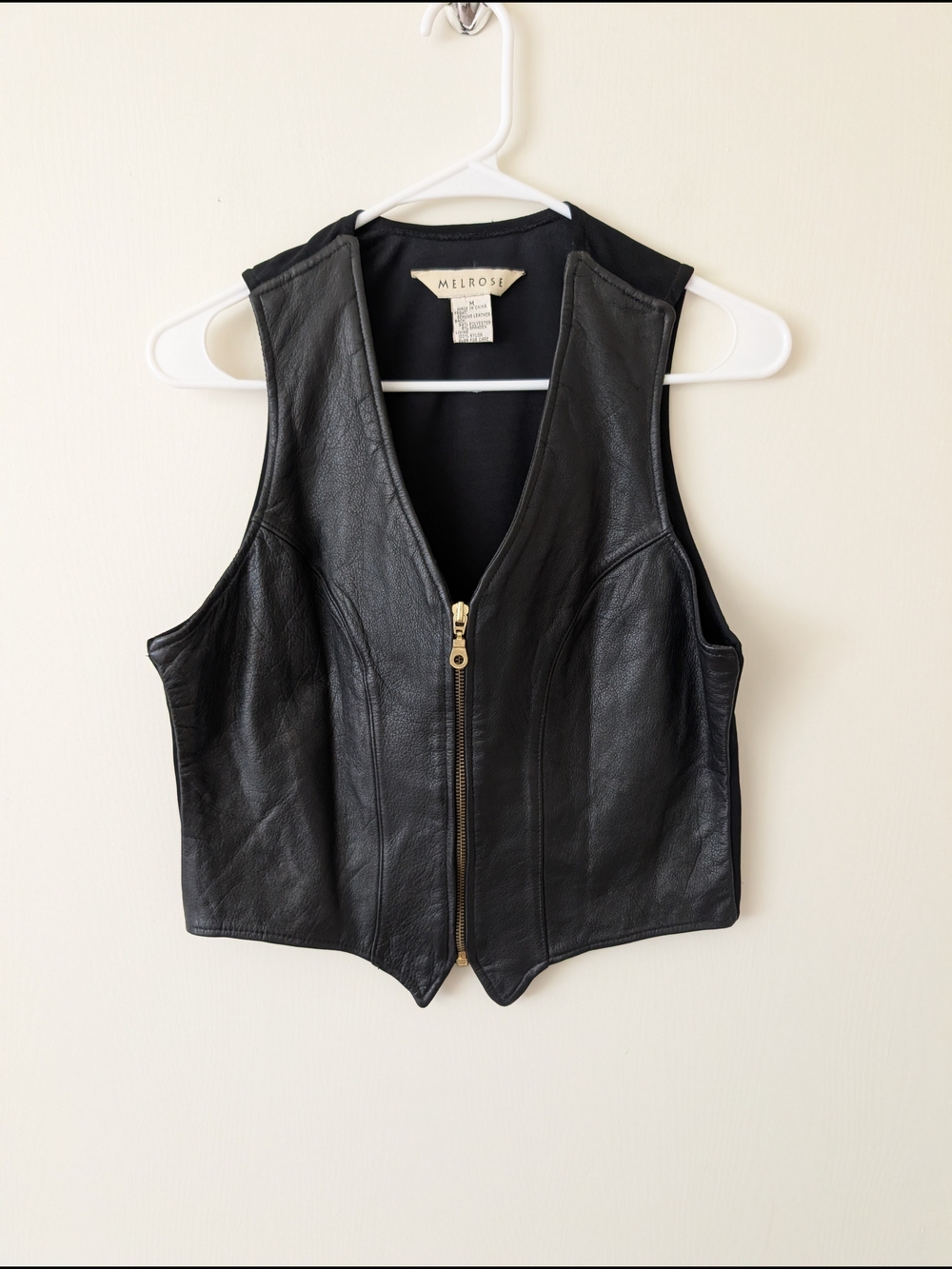 Vintage Melrose Womens Medium Black Leather Vest Bikercore Festival Gorpcore